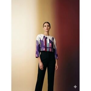 GIZIA Colorful Multicolored Satin‎ Top